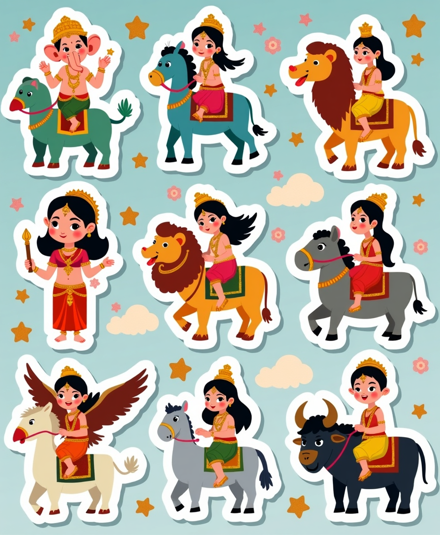 Indian Gods - Religious - Stickers Sheet v45